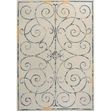 Danae Classic Cottage Filigree Scroll Reversible Machine-Washable Indoor/Outdoor Area Rug